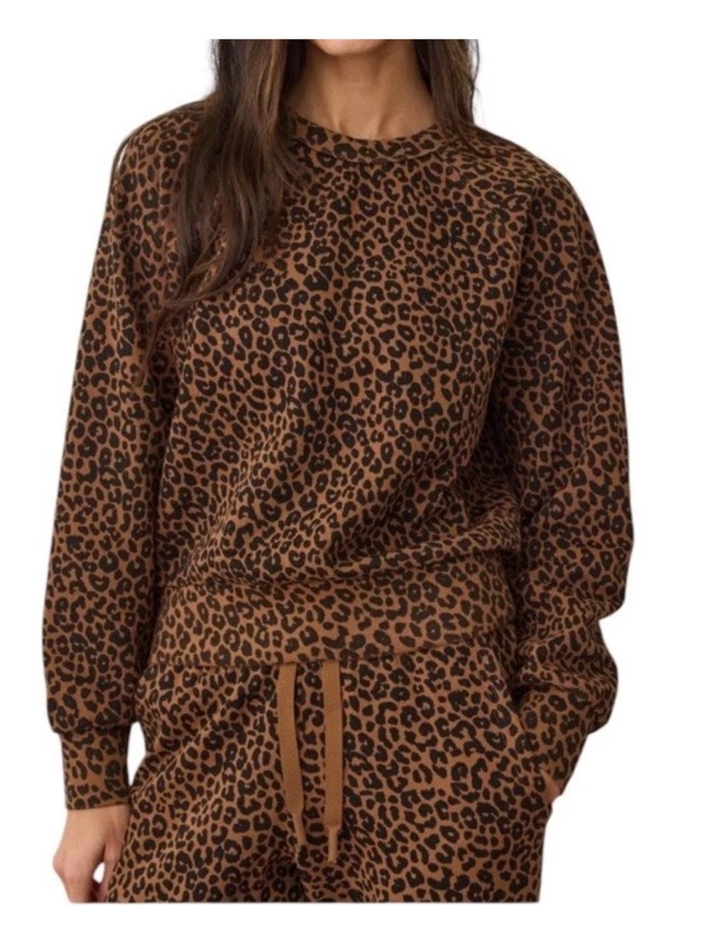 NWT Marine Layer Cloud 9 Women's Fleece Leopard Print Sweatshirt Size XS $128